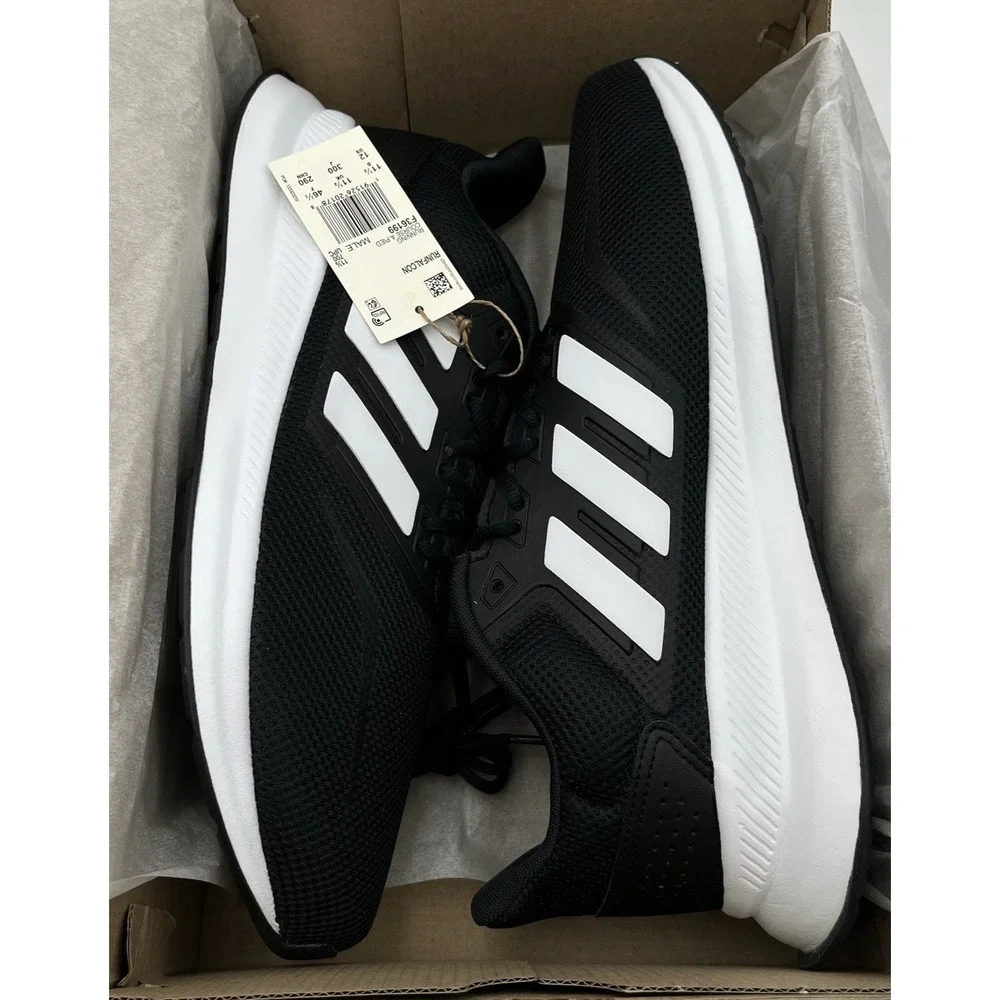 Adidas Men Runfalcon Athletic Running Shoe Size 12 Black White Comfort Sneakers